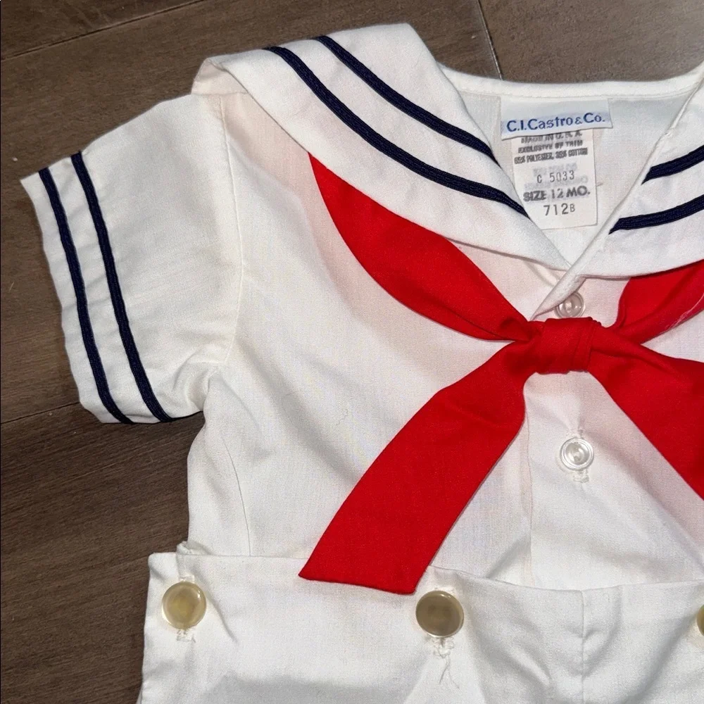 VTG C.I. Castro & Co. Baby Boy Sailor Nautical Romper Outfit - Size 12M